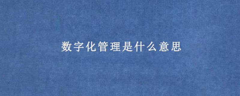 数字化管理是什么意思