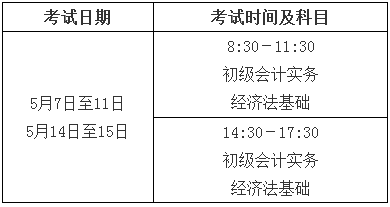 初级会计2022年考试科目时间安排 几号开考