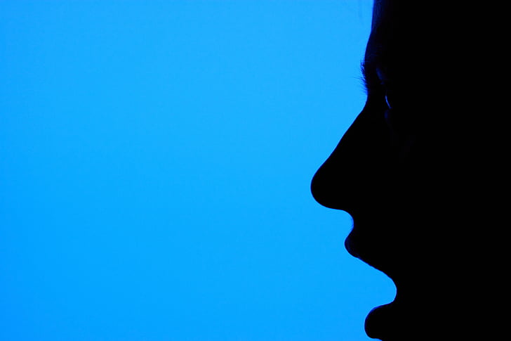 women's, silhouette, profile, reflection, wonder, be surprised, face