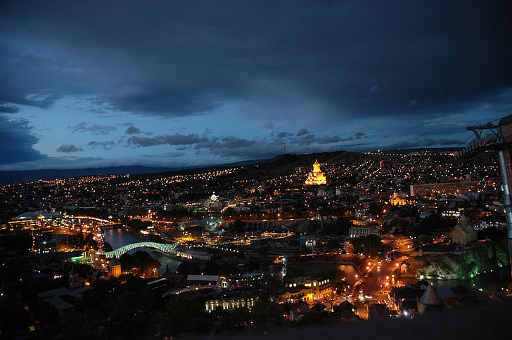 tbilisi, capital, city, night, georgia, country, cities